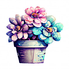 Sticker decorativ, Floare, Roz, 64 cm, 10549ST foto