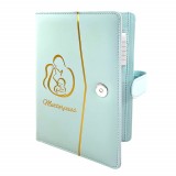 Husa pentru jurnalul de maternitate PillyBalla, piele ecologica, albastru deschis/auriu, 30,9 x 20,9 cm