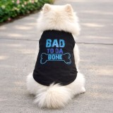 Tricou Negru cu Imprimeu \"Bad to da Bone\" pentru Caini