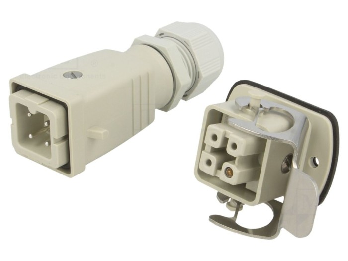 Conector HDC 4 pini, 400V, 16A