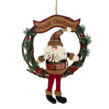 Decorațiune De Crăciun, Model Moș Crăciun, Lemn, Culoare Roșu, Dimensiune 15cm, Oem