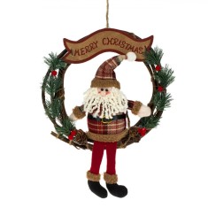 Decorațiune De Crăciun, Model Moș Crăciun, Lemn, Culoare Roșu, Dimensiune 15cm