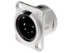 Neutrik Conector XLR 5 Pini Montare Panou Tată Lipire Carcasa Argint 7.5A