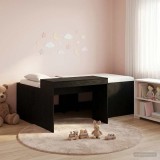 Cumpara ieftin Cadru de Pat Inalt pentru Copii cu Birou Negru 90 x 200 cm