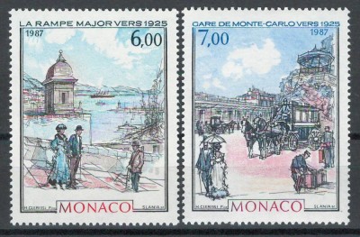 Monaco 1987 Mi 1841/42 MNH - Monte Carlo și Monaco &amp;icirc;n Belle Epoque (VI) foto
