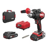 Masina de gaurit / insurubat, Skil DD1E3080HC, motor fara perii, mandrina rapida, cu 2 acumulatori, 20 V, 2 Ah, cu valiza