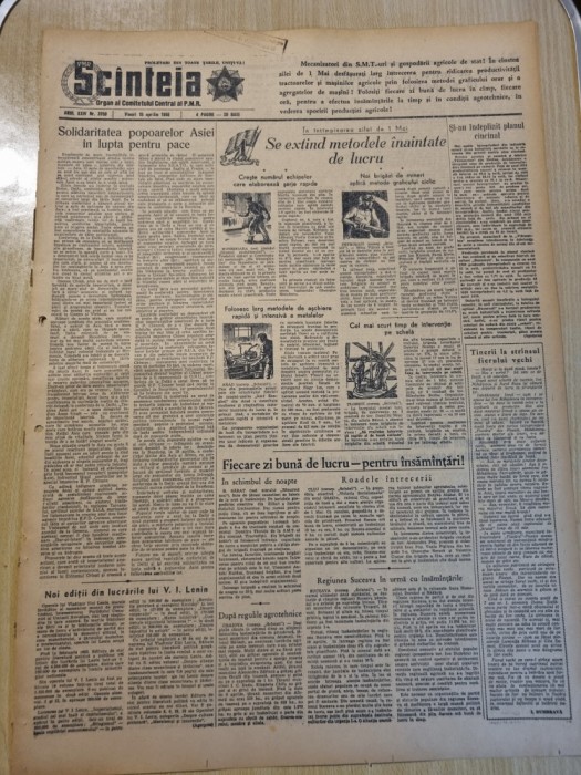 scanteia 15 aprilie 1955-art. ramnicu sarat,cluj,suceava,arad,ploiesti