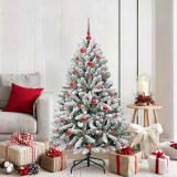 VidaXL Brad de Crăciun artificial Verde și alb 150 cm PVC și Metal 3395739