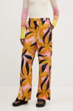 Desigual pantaloni EOS femei, culoarea roz, lat, high waist, 25SWPW14