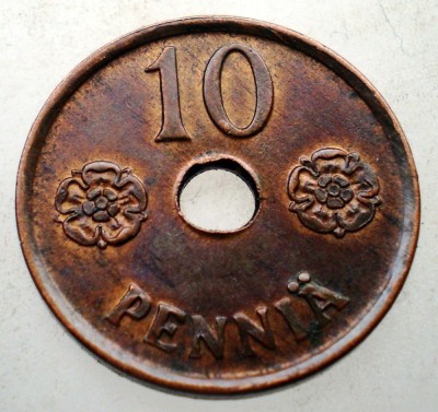 7.248 FINLANDA WWII 10 PENNIA 1943 XF/AUNC foto
