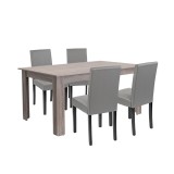 Set masa Leon 4 1 Leziter stejar York, 4 scaune Kelly piele ECO bej, 160x90 cm