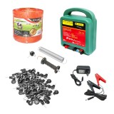 Kit complet gard electric 12/220V, 6.5 Jouli, fir 1000 m, 100 izolatori