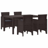 vidaXL Set de masă pentru grădină 5 pcs Maro Ratan Polt 3378700