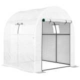 Outsunny Seră Tip Tunel Walk-in cu Acoperire PE Rezistentă la UV, Uși și Ferestre cu Plasă, 1,8 x 1,8 x 2 m, Verde | Aosom Romania