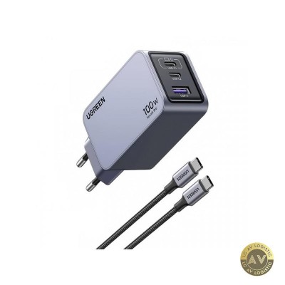 Incarcator Retea Cu Cablu USB-C UGREEN X757 Nexode Pro 100W 3A 1 x USB-A - 2 x USB-C Gri foto