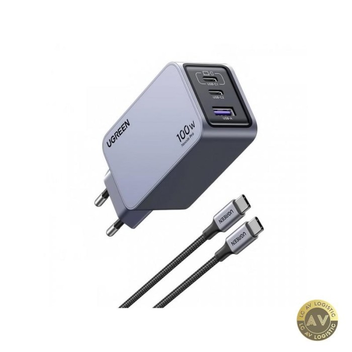 Incarcator Retea Cu Cablu USB-C UGREEN X757 Nexode Pro 100W 3A 1 x USB-A - 2 x USB-C Gri