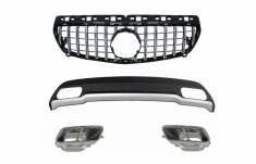 Difuzor Bara Spate cu Ornamente toba si Grila Centrala Panamericana Mercedes A-Class W176 (2012-08.2018) GT-R Design Performance AutoTuning