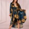 LIV649-129 Halat tip kimono cu maneci largi din material satinat