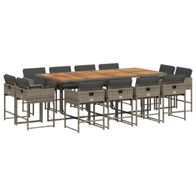 Set mobilier de gradina cu perne, 13 piese, gri, poliratan foto
