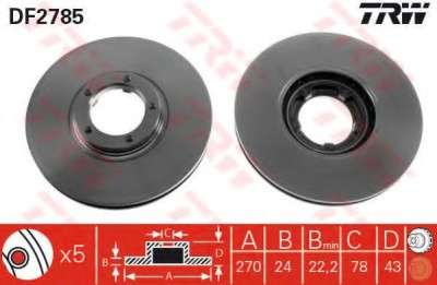 Disc frana FORD TRANSIT platou / sasiu (E) (1994 - 2000) TRW DF2785 foto