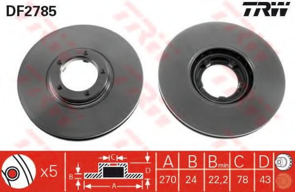 Disc frana FORD TRANSIT platou / sasiu (E) (1994 - 2000) TRW DF2785