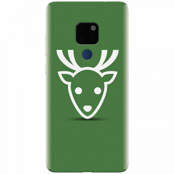 Husa silicon pentru Huawei Mate 20, Minimal Reindeer Illustration Green