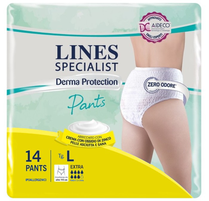 Scutece pentru adulti tip chilot Lines Specialist Derma Protection Extra, 7 picaturi, marimea L, 14 bucati