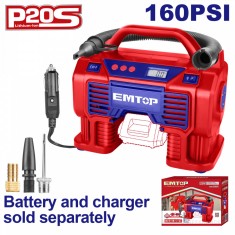 Compresor Auto EMTOP ELAC2002, 20V/12V, 11 Bar, Afisaj LED, cu Lumina LED, Oprire Automata, Fara Acumulator si Incarcator, Cablu alimentare de 3 m, id