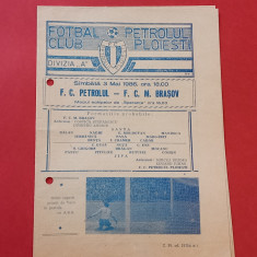 Program meci fotbal PETROLUL PLOIESTI - FCM BRASOV 03.05.1986