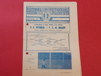 Program meci fotbal PETROLUL PLOIESTI - FCM BRASOV 03.05.1986 foto