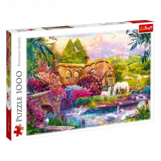 Puzzle 1000 piese, model peisaj lebede, multicolor foto