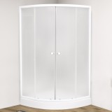 Cabina dus semirotunda + cadita, Kadda 2018 A, 80 x 80 x 195 cm, sticla securizata mata, profil alb