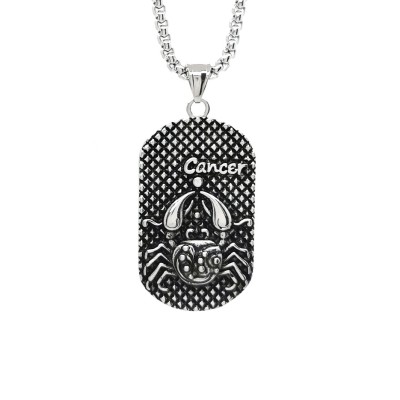 Lant inox cu Pandantiv zodia Rac otel inoxidabil dog tag Personal Style 00A255 foto