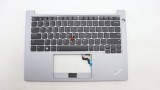 Carcasa superioara cu tastatura palmrest Laptop, Lenovo, ThinkPad E14 Gen 5 Type 21JR, 21JS, 5M11L92652, AM2Y8000100, iluminata, Artic Grey, layout US