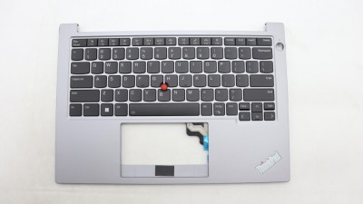 Carcasa superioara cu tastatura palmrest Laptop, Lenovo, ThinkPad E14 Gen 5 Type 21JR, 21JS, 5M11L92652, AM2Y8000100, iluminata, Artic Grey, layout US foto