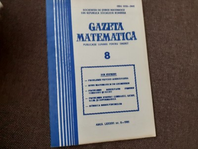 GAZETA MATEMATICA NR8/1981 foto