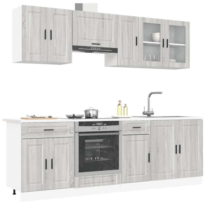vidaXL Set de dulapuri de bucătărie 8 piese &bdquo;Kalmar&rdquo; lemn Sonoma gri 3314847