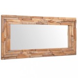 Oglinda decorativa lemn tec vidaXL, 120 x 60 cm, dreptunghiulara, maro, oglinda de perete, oglinda baie