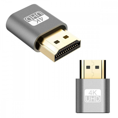Adaptor - Emulator HDMI, compatibilitate Windows / Mac OS / Linux, plastic, 4K, gri foto