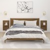 Set 2 Rafturi Noptiere Perete Gossi, Lemn Masiv Pin, 40x17.5x63cm, Maro Miere, Suspendate