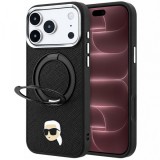 Husa MagSafe pentru Apple iPhone 18 Pro Max / 17 Pro Max, Karl Lagerfeld, Ring Stand 360 Karl Pin, Neagra