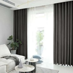 Draperie din catifea blackout cu rejansa transparenta cu ate pentru galerie, Madison, 150x240 cm, densitate 700 g/ml, Pine Tree, 1 buc