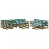 Set mobilier de gradina cu perne, 10 piese, lemn de pin tratat