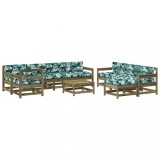 Cumpara ieftin Set mobilier de gradina cu perne, 10 piese, lemn de pin tratat