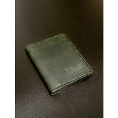 Portofel barbati din piele naturala, lucrat si cusut manual, Adam, Handmade, Verde-Inchis Kaki, Produs in Romania
