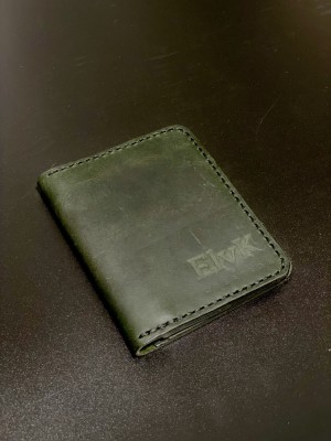 Portofel barbati din piele naturala, lucrat si cusut manual, Adam, Handmade, Verde-Inchis Kaki, Produs in Romania foto