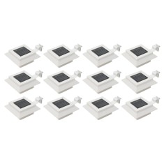 vidaXL Lămpi solare de exterior, 12 buc., alb, 12 cm, pătrat, LED