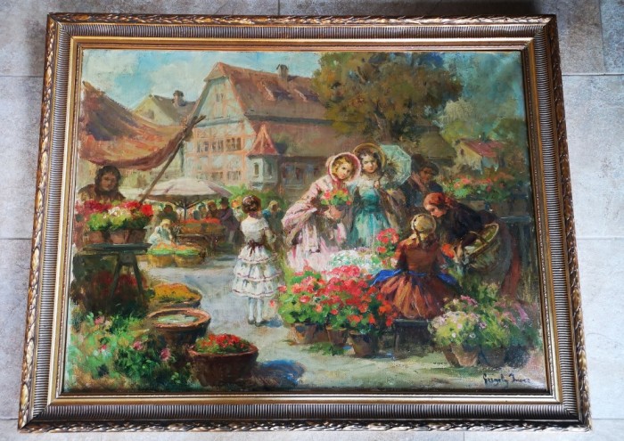Tablou autentic Imre Gergely - Piata de flori