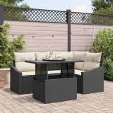 Cumpara ieftin Set de canapele pentru grădină cu pernă 5 pcs Negru, Crem