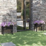 Cumpara ieftin Jardiniere de grădină 2 buc. negru 70x31x70 cm lemn masiv pin